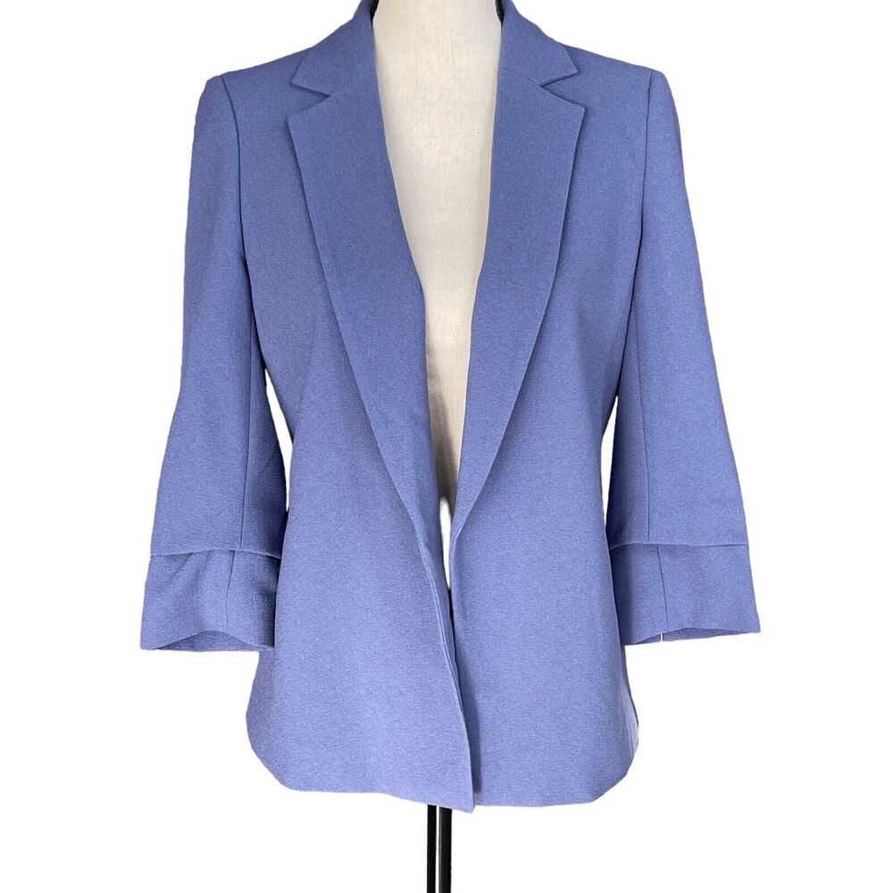 Bar III XX-Small Blazer Jacket Open Front 3/4 Sleeve Lined Pockets Collared Blue